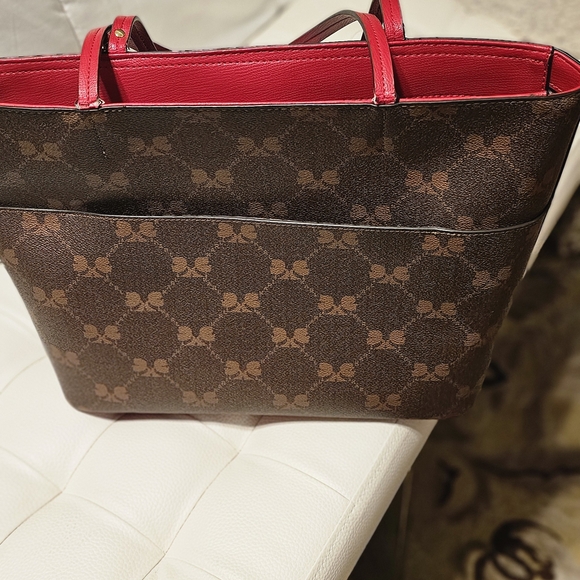 Karl Lagerfeld Red Heart Brown Tote - Picture 2 of 6